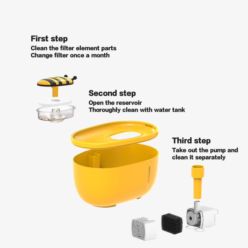 Bee Pet Water Fountain – Silent Circulation with Filter