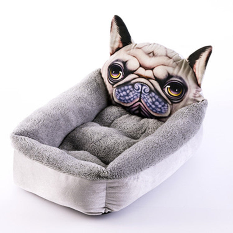 3D Cartoon Pet House – Warm Bed for Dogs & Cats