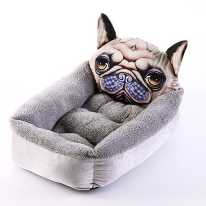 3D Cartoon Pet House – Warm Bed for Dogs & Cats