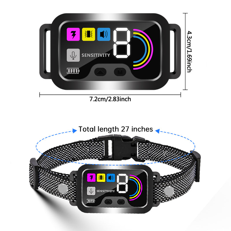 Smart Anti-Bark Collar – Color Screen, 8 Levels, IP67 Waterproof