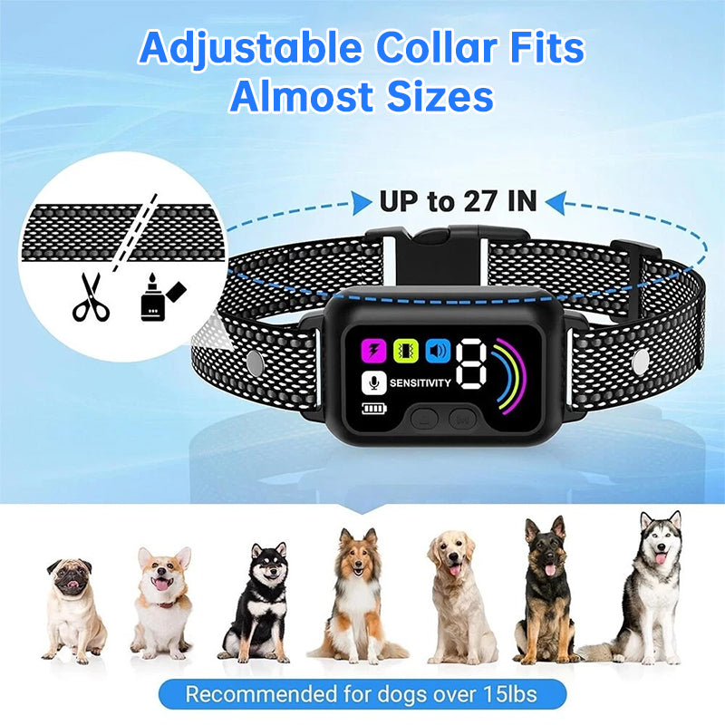 Smart Anti-Bark Collar – Color Screen, 8 Levels, IP67 Waterproof